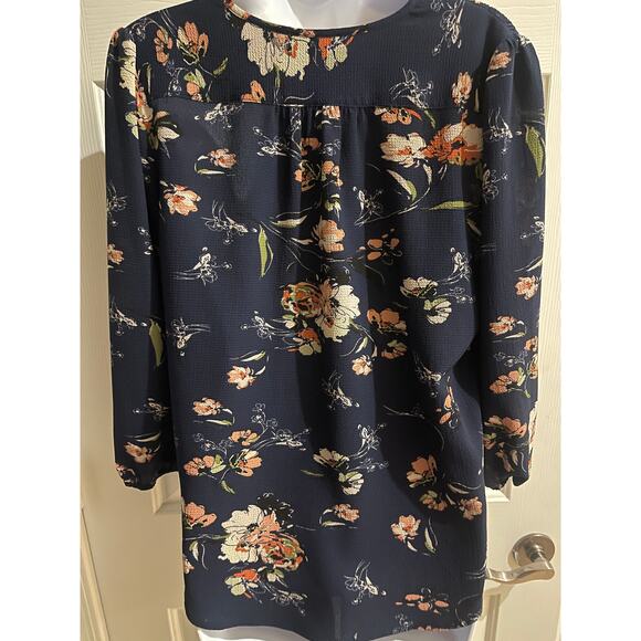 Fun2Fun Navy Floral Blouse – Size S - Picture 2 of 5